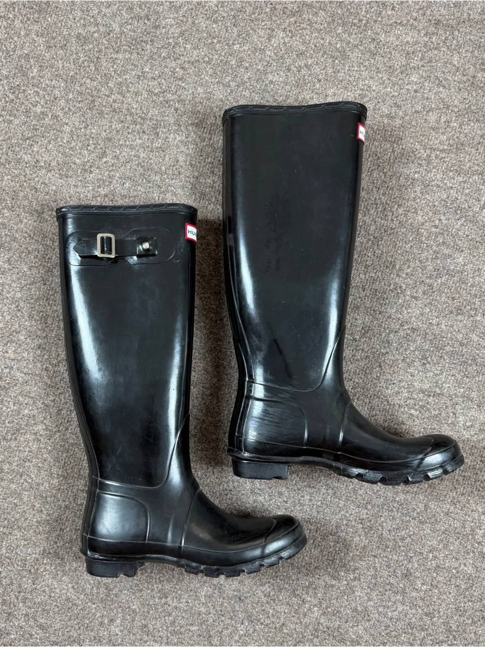 Hunter Original Tall Glossy Black Waterproof Rain Boots Women’s Size 8 EU 39